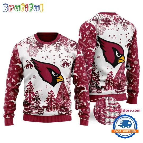 Discover Arizonna Cardinals Logo Football Team  Xmas Tree Christmas Ugly Sweater