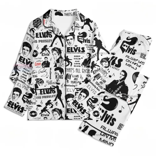 Discover Elvis Presley Unisex Long Sleeve Adult Nightwear Pajama Set Adult Pajamas Set El