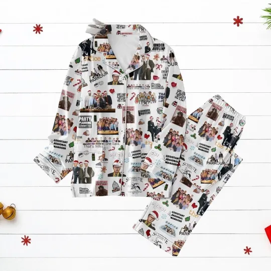 Discover The Office Christmas Pajamas Funny TV Show PJs Set Holiday Sleepwear Gift Dunder