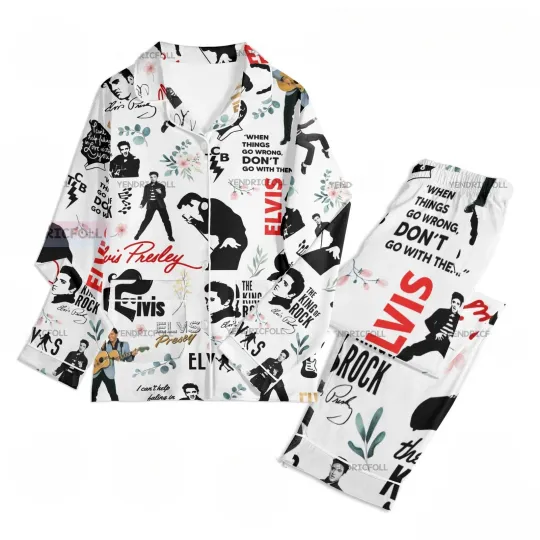 Discover Elvis Presley Unisex Long Sleeve Adult Nightwear Pajama Set Elvis Presley Pajama