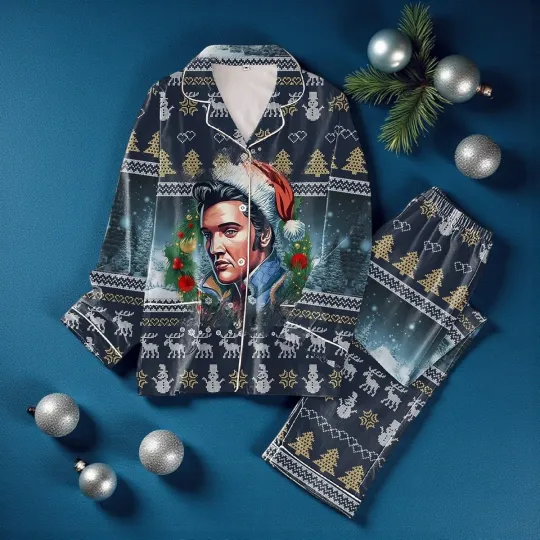 Discover Elvis Presley Ill Have A Blue Christmas Without You Pajamas Set Holiday Sleepwea
