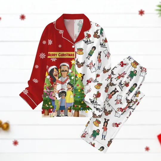 Christmas Bobs Burgers Pajamas Set Funny Family Cartoon Holiday Pjs Movie Bobs
