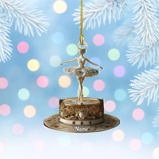 Personalized Elegant Ballerina Christmas Ornament, Nutcracker Dancer Ornament, Ballet Ornament Gift, Ballet Girl Music Box Gift
