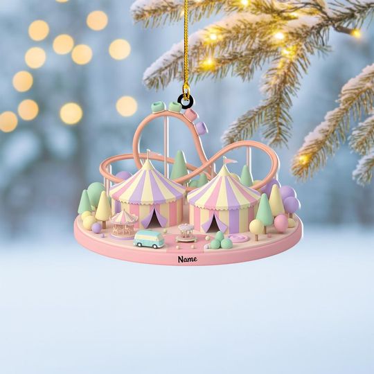 Personalized Roller Coaster Christmas Ornament, Roller Coaster Ornament, Amusement Park Arcade Centre Decor, Playground Ornament