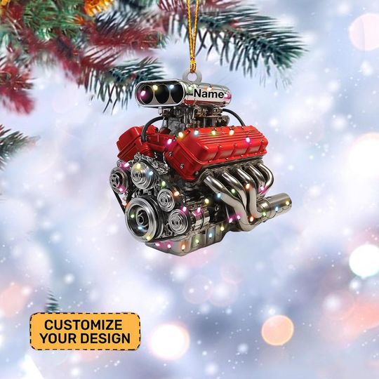 Discover Custom Car Engine Ornament, Mechanic Christmas Ornament, Auto Repair Shop Gift, Drag Racing Ornament, Garage Christmas Decor