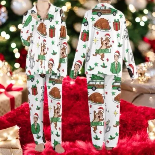 Discover Christmas Vacation Clark Silky Pajama Set for Women Funny Holiday PJs