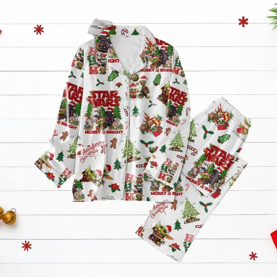 Star Galaxy Christmas Pajamas Star Wars Holiday Sleepwear Adult Pajama Set