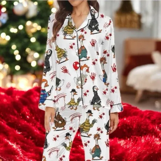 Discover Just A Horror Goose Pajama Set Funny Christmas Sleepwear For Women