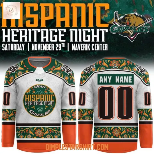 Discover Custom Ut.ah Grizzlies Hispanic Heritage Night 2025 Hockey Shirt Men's Fan Gear