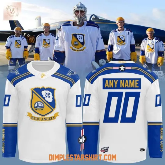 Personalized Pensacola Ice Flyers x Blue Angels Night 2025 Hockey Shirt Men's
