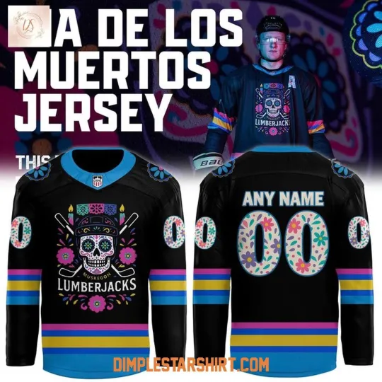 Discover Personalized Muskegon Lumberjacks Dia De Los Muertos Hockey Shirt Men's Fan Gear