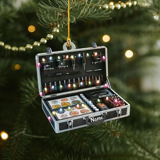 Discover Personalized Tattoo Kit Box Christmas Ornament, Tattoo Machine & Ink Ornament, Tattoo Studio Decor, Tattoo Artist Ornament Gift