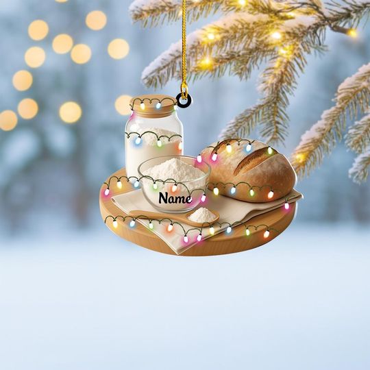 Personalized Sourdough Starter Jar Christmas Ornament, Sourdough Bread Ornament, Sourdough Ornament Gift, Baking Lovers Ornament