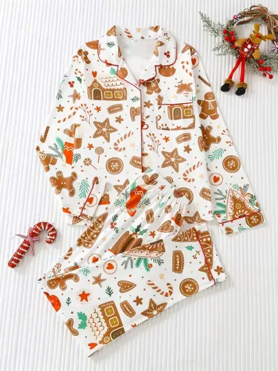 Discover Fuzzy Winter Pine Holiday Long Sleeve Pajama Set 3D All Over Print