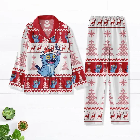 Tiger and Bird Pajamas Set Derpy Tiger Kpop Christmas Sleepwear