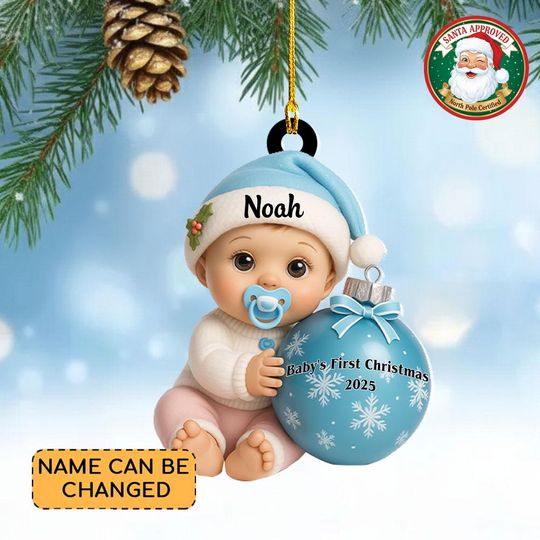 Discover Personalized Babys First Christmas Ornament, Baby Newborn Ornament Xmas Gift, Baby Reveal Keepsake, Baby Shower Holiday Ornament