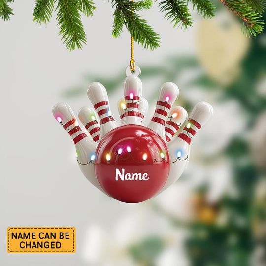 Discover Personalized Bowling Strike Christmas Ornament, Bowling 2D Flat Xmas Decor Decor, Gift For Bowling Player