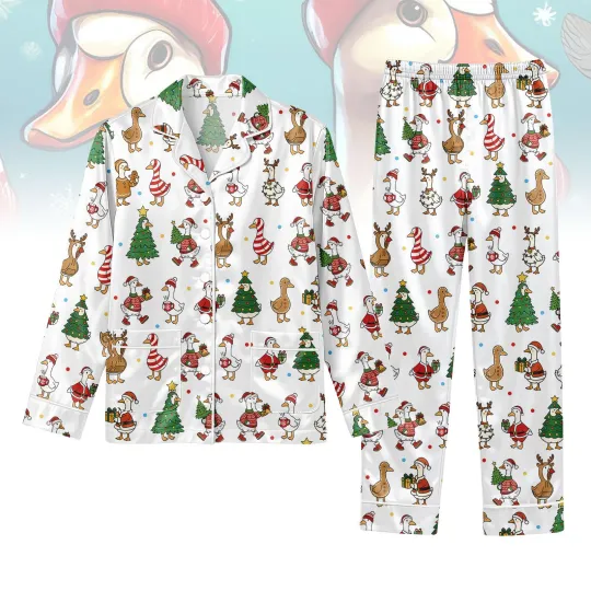 Discover Funny Goose Christmas Pajamas Set Funny Silly Goose Long Holiday PJs