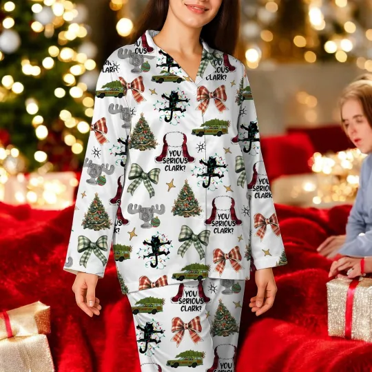 Its A Beaut Clark Christmas Vacation Allover Print Lounge Sleep Pajamas Set