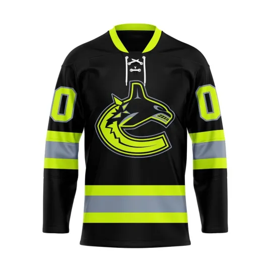 Discover Personalized Vancouver Canucks Special Honoring Firefighters Lace Hockey Shirt