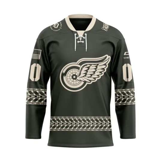 Discover Detroit Red Wings 2025/26 Military Appreciation Lace Hockey Shirt