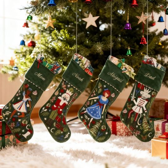 Discover Personalized Nutcracker Christmas Stocking,Velvet Texture Stocking With Name,Santa Stockings,Family Stockings,Holiday Christmas Decor