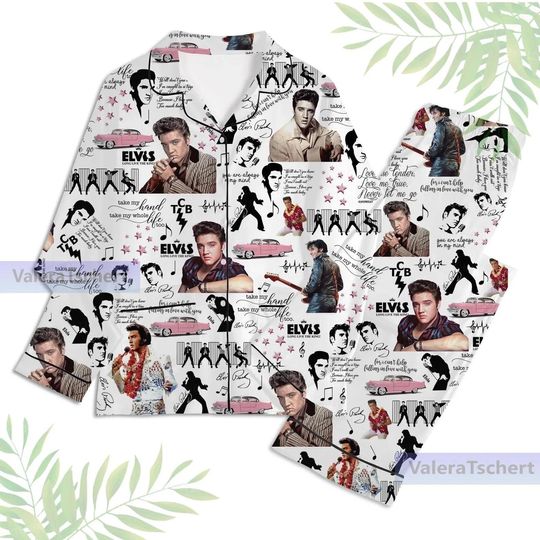 Discover Elvis Presley Pajamas Set - Long Sleeve Rock & Roll Music The King Christmas Sleepwear for Adults
