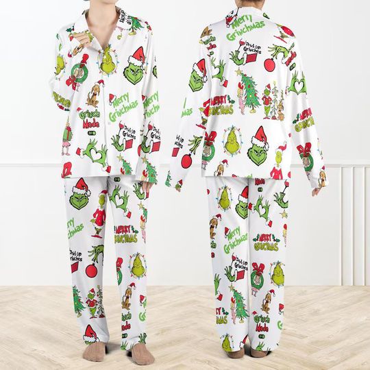 Discover Funny Christmas Pajama Set for Women with Character Print