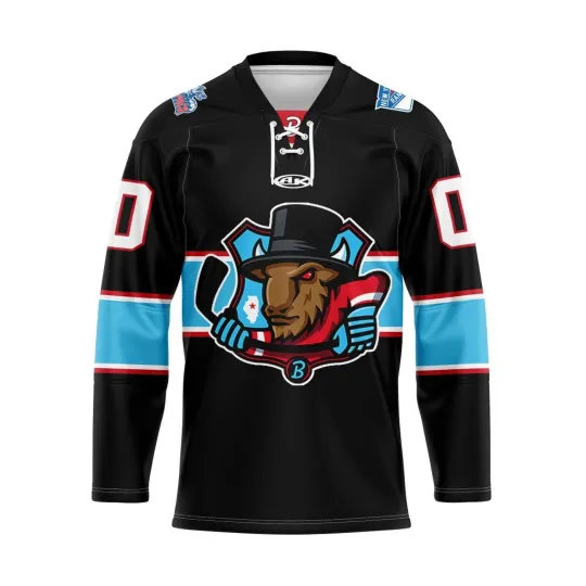 Discover Bloomington Bison Personalized 2025/26 Black Lace Hockey Shirt Fan Gear