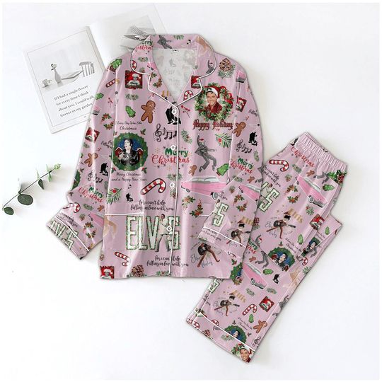 Discover Elvis Presley Pajamas Set, Long Sleeve Elvis King Sleepwear, Rock and Roll Music Bridesmaid Pajamas, Christmas Pajamas for Adults