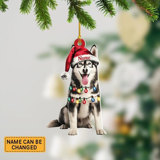 Discover Personalized Husky Dog And Hat Light Christmas Ornament, Husky Dog Christmas Ornament Decor, Gift For Animal Lovers ID-1027-X5ID