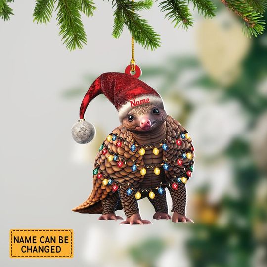 Discover Personalized Pangolin And Hat Light Christmas Ornament, Pangolin Christmas Ornament Decor, Gift For Animal Lovers ID-1027-NNLB