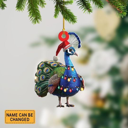 Discover Personalized Peacock And Hat Light Christmas Ornament, Peacock Christmas Ornament Decor, Gift For Animal Lovers ID-1027-XOP6