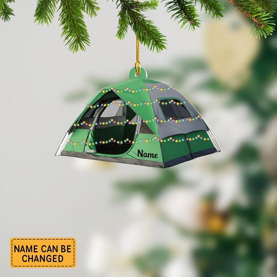 Discover Personalized Camping Tent Christmas Ornament, 2D Flat Campsite Tent Decoration, Camp Holiday Ornament, Winter Cabin Tree Decor ID-1027-NQAY