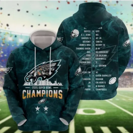 Discover Eagles Champions Hoodie 3D Pullover Gift For Chirstmas