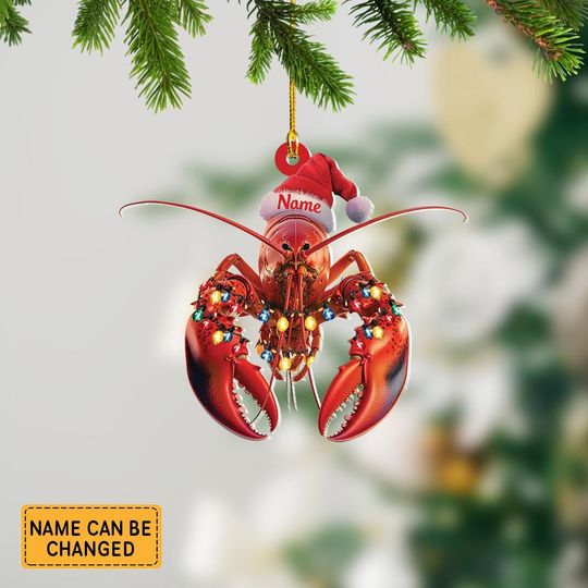 Discover Personalized Lobster And Hat Light Christmas Ornament, Lobster Christmas Ornament Decor, Gift For Animal Lovers ID-1027-OPCA