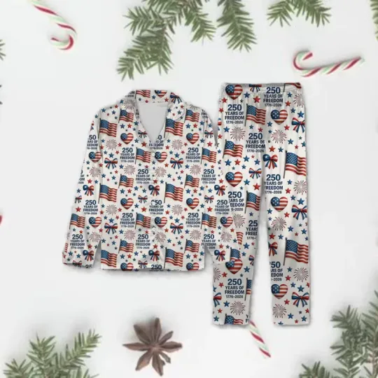Discover Land of the Free Long Sleeve Pajama Set 3D All Over Print