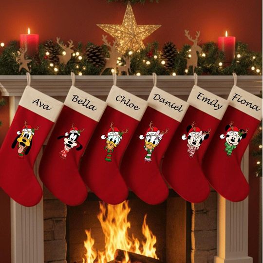 Velvet Disney Christmas Stocking - Custom Name, Kids & Pet Sizes