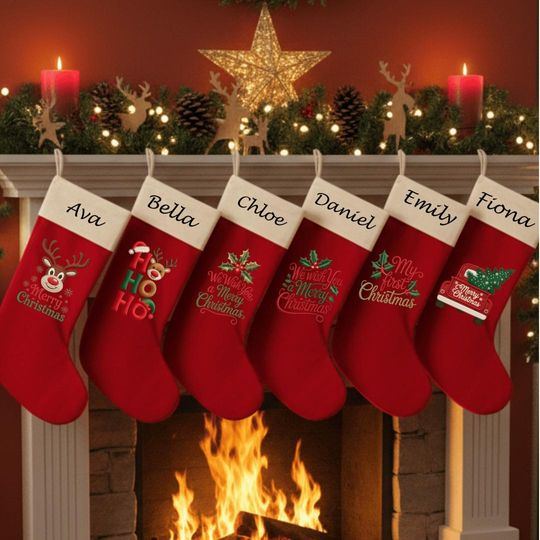 Personalized Christmas Stocking: Velvet with Holiday Designs