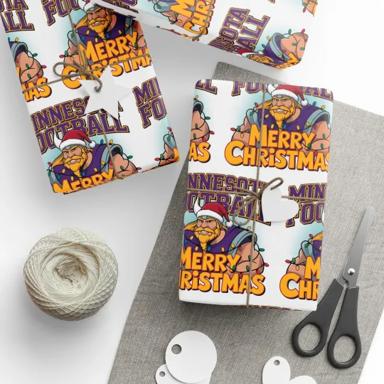 Minnesota Vikings Wrapping Paper, Christmas Gift Wrap Football Team Presents