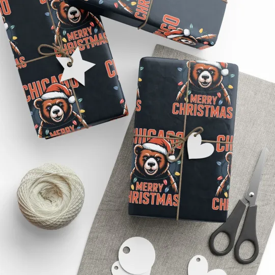 Discover Chicago Bears Wrapping Paper, Christmas Gift Wrap Football Team Presents