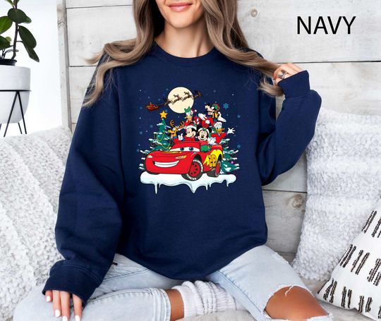 Discover Disney Mickey And Lighting Mc Queen Christmas Sweatshirt