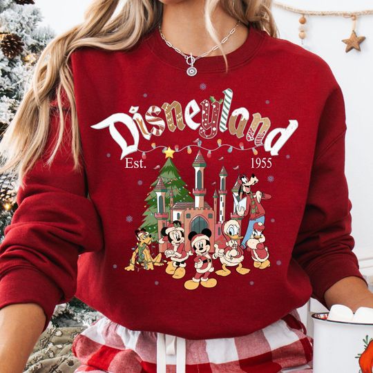 Discover Vintage Disneyland Christmas Sweatshirt, Mickey and Friends Holiday Crewneck