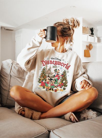Discover Retro Mickey And Friends Christmas Sweatshirt, Disneyland Sweatshirt, Vintage Disneyland Christmas Sweatshirt,Christmas Family Matching gift