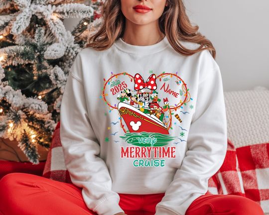 Discover Disney Very Merrytime Cruise Christmas Lights Sweatshirt, Disney Cruise Mickey and Friends Xmas Tee, Merrytime Cruise Christmas Family Tee