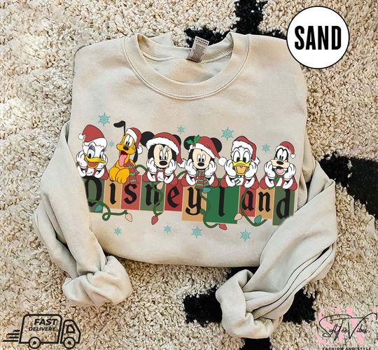Discover Retro Mickey and Friends Christmas Sweatshirt, Vintage Disneyland Christmas Sweatshirt, Disneyland Xmas Shirt, Christmas Family Matching Tee