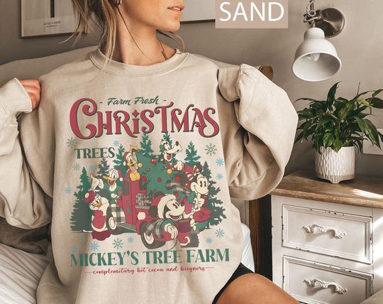 Discover Vintage Mickeys Tree Farm Christmas Sweatshirt, Disney Christmas Trees Tee, Mickey & Friends Holiday Shirt, Farm Fresh Xmas Shirt, Family