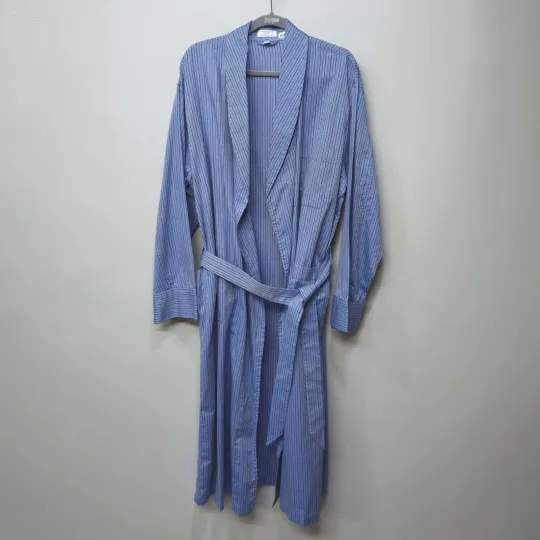 Discover H. Huntsman & Sons Savile Row London Blue 100% Cotton Pockets Mens Robe Large