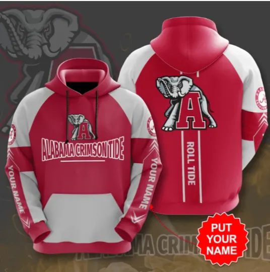 Discover Personalized Albm Crimson Roll Tide All Over Print 3D Unisex Hoodie
