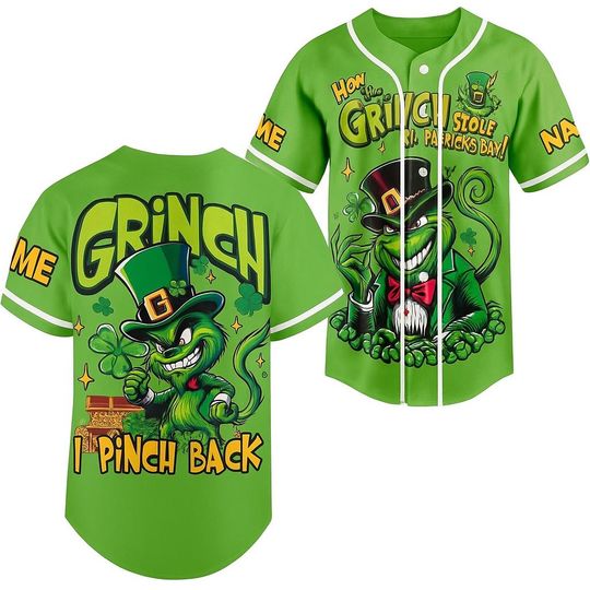 Discover funny character St. Patricks Day Fan Personalized Baseball Jersey, Custom Name & Number Green Leprechaun Shirt, Funny Holiday Baseball Gift for Men.